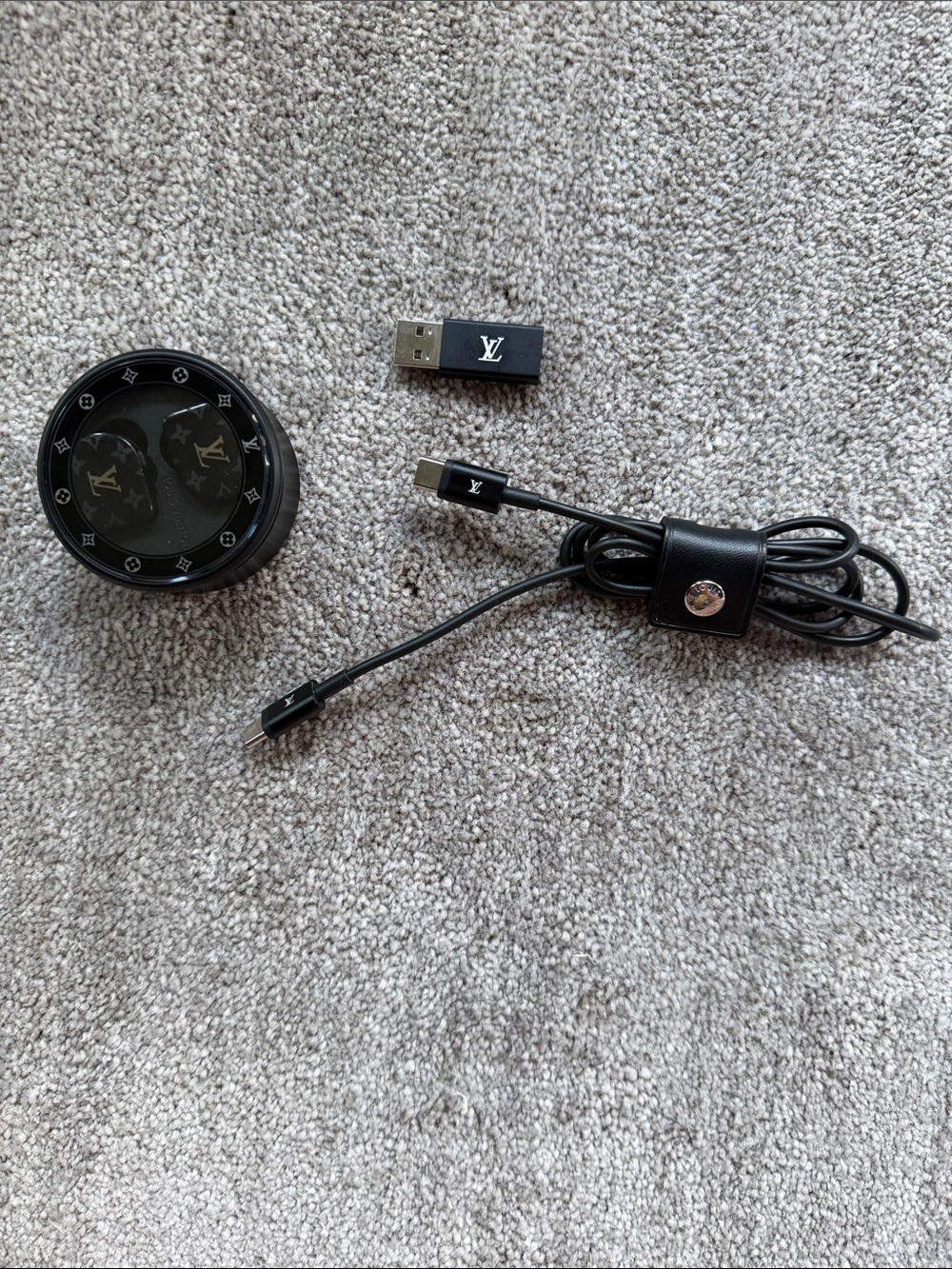 Louis Vuitton Black Monogram Charging Set with Cable Wrap